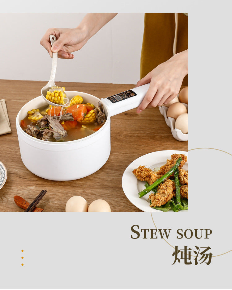 Electric Cooking Pot Intelligent Multi-Function Long Handle Single Handle Small Electric Pot Student Dormitory Electric Hot Pot Electric Cooking All-In-One Pot for Home Use