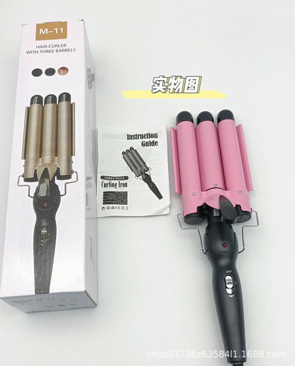 Hot sale three-tube curling iron three-rod curling iron water ripple hairdressing stick egg roll electric splint iron big wave