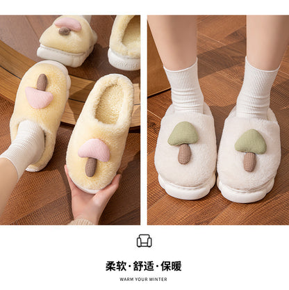 Cotton Slippers for Women Autumn and Winter 2025 New Couple Indoor Home Non-Slip Student Dormitory Fleece-Lined Thick-Soled Slippers for Men