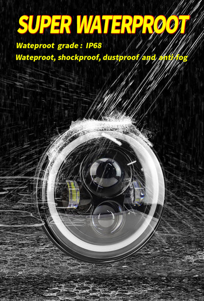 Car Led Headlights 7inch Wrangler Angel Eye Headlights Harley Motorcycle 60W Super Bright Headlights