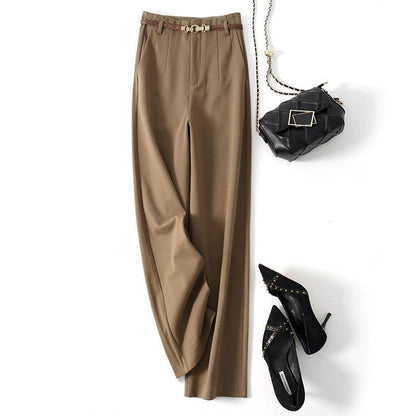 Lazy Style Woolen Pants for Women, New Autumn and Winter Wide-Leg Pants, Long Straight-Leg Pants, Thickened Woolen Casual Pants for Women