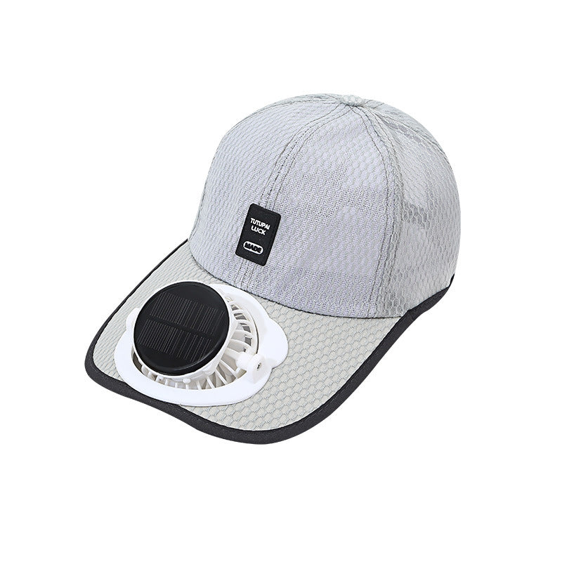 Adult summer solar charging with fan hat men and women breathable mesh sun protection outdoor sun-proof peaked cap