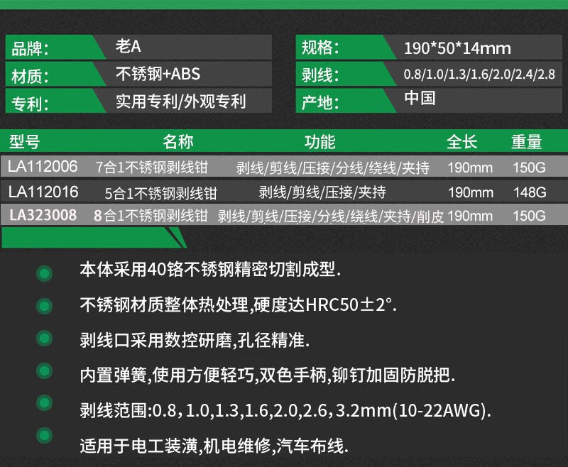 La a Stainless Steel Multifunctional Wire Stripping Pliers Electrician Special Pliers Tool Collection Electrician Pliers Wire Stripper Wire Cutter