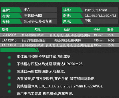 La a Stainless Steel Multifunctional Wire Stripping Pliers Electrician Special Pliers Tool Collection Electrician Pliers Wire Stripper Wire Cutter