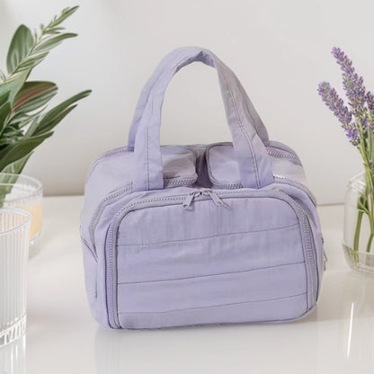 Fashionable and Simple 2025 New Style Makeup Bag, Large Capacity, Divided and Layered Toiletry Bag, Portable Travel Makeup Storage Bag