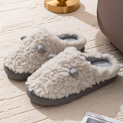 Winter Cotton Slippers Cute Women's Ears Men's Couple Home Indoor Warm Confinement Shoes Non-Slip Plush Plush Slippers