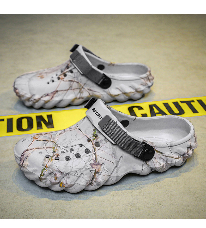 One Shoe, Two Wear, Fashionable Large Size Cross-Border Clogs, Men's Outer Wear, Casual Toe-Toe Slippers, Outdoor Trendy Men's Beach Shoes