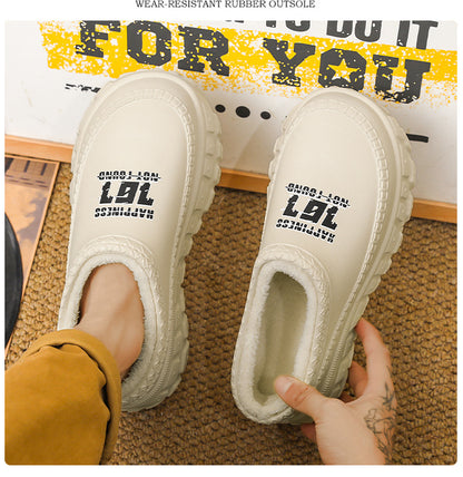 Men's Cotton Slippers Winter 2025 New Home Cross-Border Fleece Chef Cotton Shoes for Outdoor Wear, Non-Slip Waterproof Closed-Toe Cotton Shoes