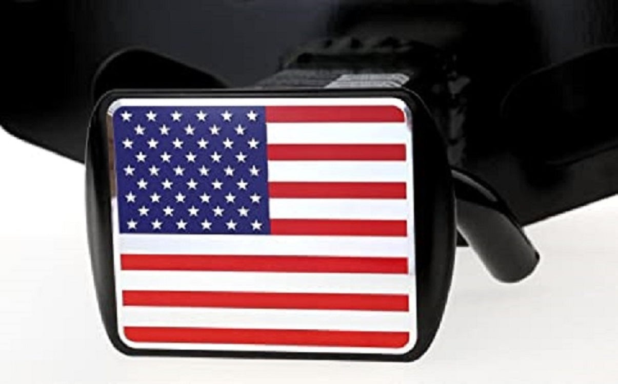 3D three-dimensional red national flag metal trailer hook dust plug car plug cover trailer square port plug American trailer cover