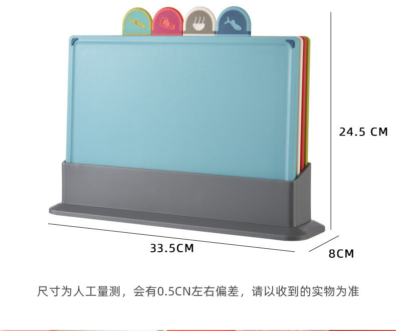 Kitchen Classification Cutting Board Creative Baby Food Supplement Wheat Straw Cutting Board Pp Plastic Creative Four-Piece Set Classification Cutting Board