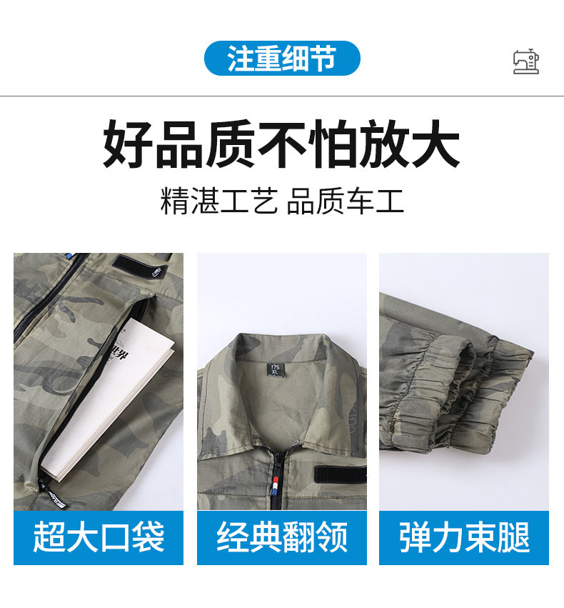Summer Pure Cotton Thin Work Clothes Set for Men and Women Stretch Camouflage Clothing for Welders Wear-resistant Work-protection Clothing Casual Suit