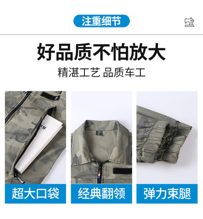 Summer Pure Cotton Thin Work Clothes Set for Men and Women Stretch Camouflage Clothing for Welders Wear-resistant Work-protection Clothing Casual Suit