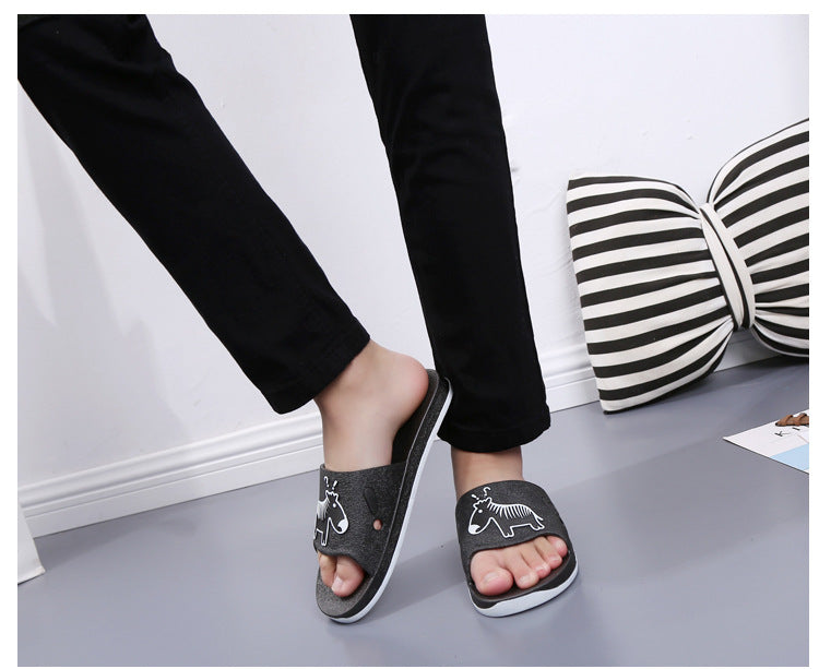 Summer Pvc Bathroom Slippers Home Cartoon Couple Slippers Indoor Cute Bath Non-Slip Sandals Women's Stall