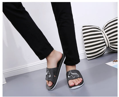 Summer Pvc Bathroom Slippers Home Cartoon Couple Slippers Indoor Cute Bath Non-Slip Sandals Women's Stall