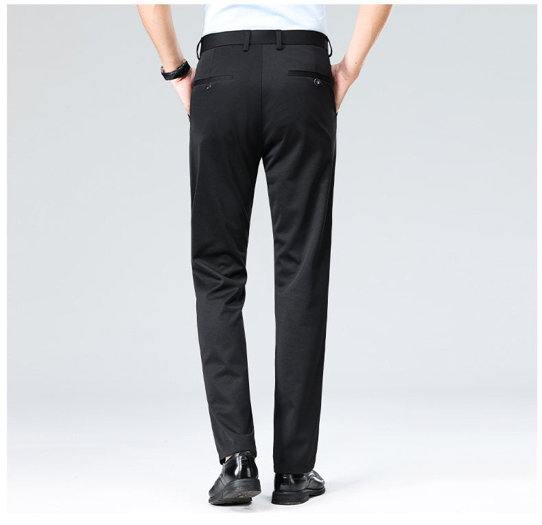 Wholesale casual pants men's four-sided elastic fabric summer ice silk pants trousers trousers high waist breathable iron-free formal trousers