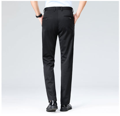 Wholesale casual pants men's four-sided elastic fabric summer ice silk pants trousers trousers high waist breathable iron-free formal trousers