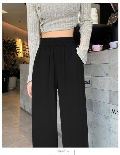 Wide Leg Pants Women's 2025 Summer Thin High Waist Dosing Straight Straight Pants Casual Loose All-match Slim-fit Mopping Pants