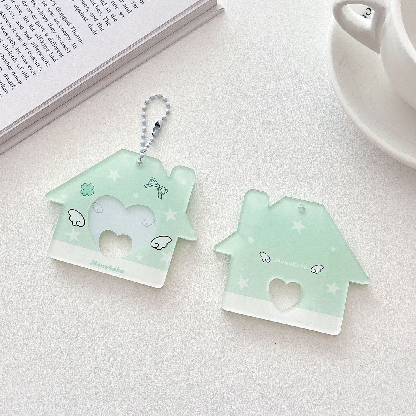 Original Star Little House 2inch Id Photo Card Holder Small Card Storage Card Holder Keychain Storage Pendant Card Holder