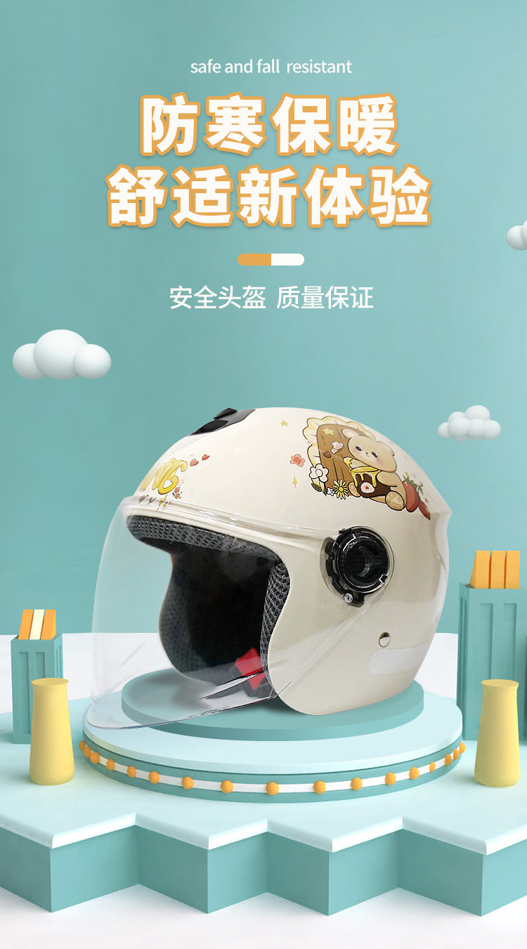 New National Standard 3C Certified Kidsren's Helmet for Boys and Girls, Universal Autumn and Winter Electric Motorcycle Helmet for Cycling