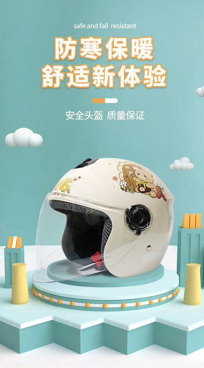 New National Standard 3C Certified Kidsren's Helmet for Boys and Girls, Universal Autumn and Winter Electric Motorcycle Helmet for Cycling