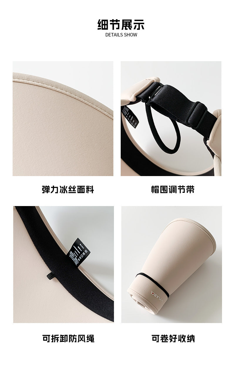 Upf50+ Large Brim Sun Hat for Women, Uv Protection, Open-Top Hat, Cycling Face-Covering Sun Hat, Breathable Ice Silk