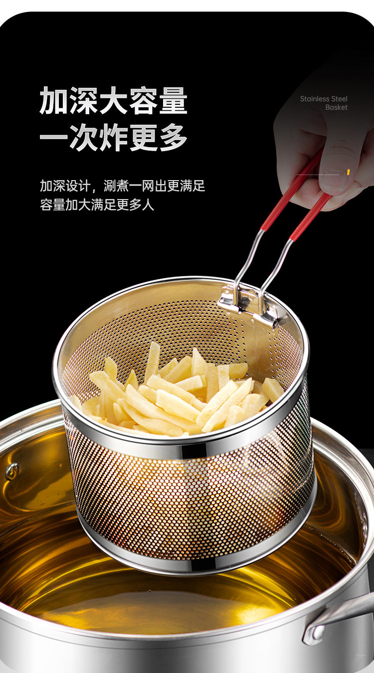 304 Stainless Steel Frying Basket Frying Mesh Basket Cooking Noodles Lander Frying Basket Frying Pan Frying Pan Frying Pan Oil Filter Screen