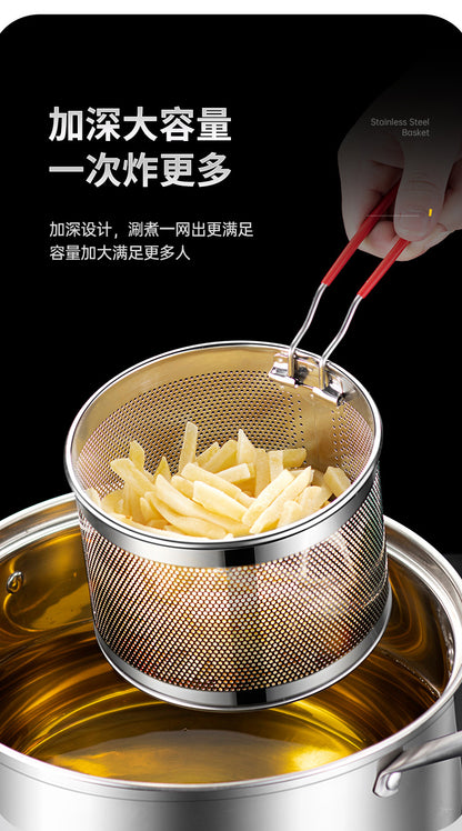 304 Stainless Steel Frying Basket Frying Mesh Basket Cooking Noodles Lander Frying Basket Frying Pan Frying Pan Frying Pan Oil Filter Screen