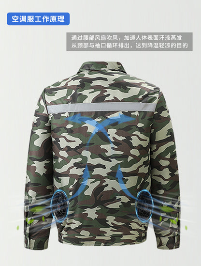 Cross-Border Cooling Air-Conditioning Clothing with Reflective Strips and Fan Cooling Clothing for Men and Women Labor Protection Summer Outdoor Work Clothes