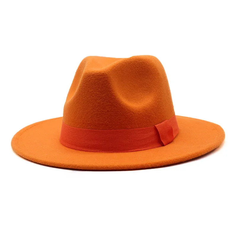 2023 New Hot Wide Brim Felt Fedora Hats With Bee Ribbon Autumn Winter Wedding Party Trilby Hat Men Gentleman Jazz Hats 56-58CM