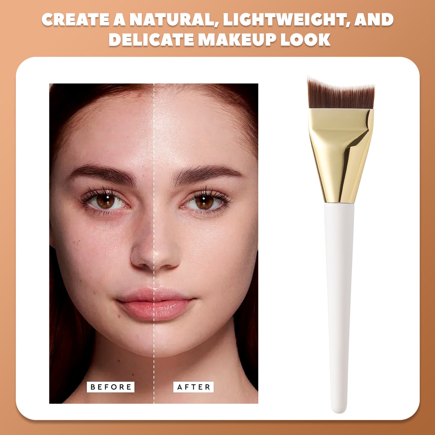 Fish Tail Foundation Brush, Thin and Non-Eating Powder, Flat Head, Beveled Crescent Moon Mask Brush, Traceless Concealer Liquid Foundation Makeup Brush