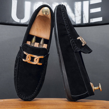 Doudou Shoes Men's Autum 2024 New Frosted Suede Lazy One-Leg Small Leather Shoes Loaf Driving Shoes for Men