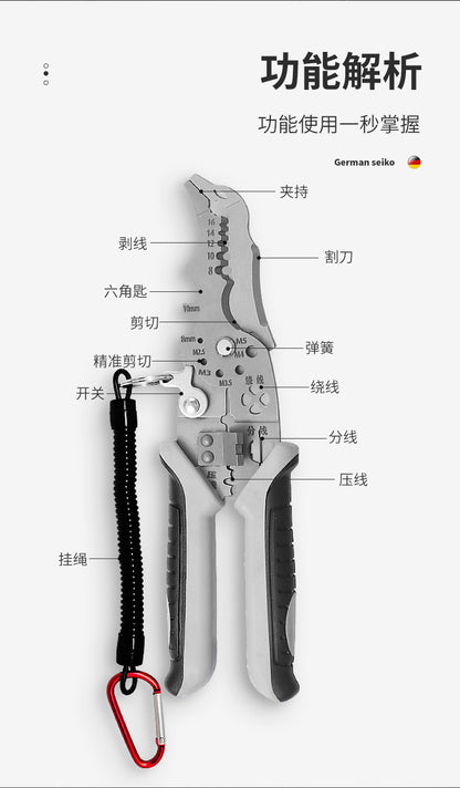 Factory in stock wholesale German elbow wire stripper multi-function electrical pliers wire crimping pliers 12 in 1 wire cutter pliers