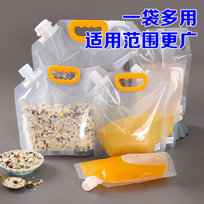 Thickened Transparent Spout Bag, Grain Plastic Bag, Household Food-Grade Bag, Moisture-Proof and Insect-Proof Sealed Bag