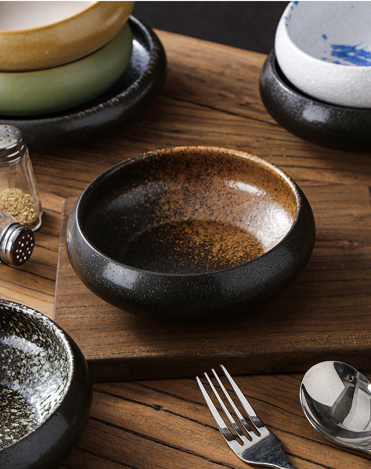 Retro Japanese Style Ceramic Bowl Creative Personality Household Rice Bowl Restaurant Special Snack Bowl Dessert Salad Bowl