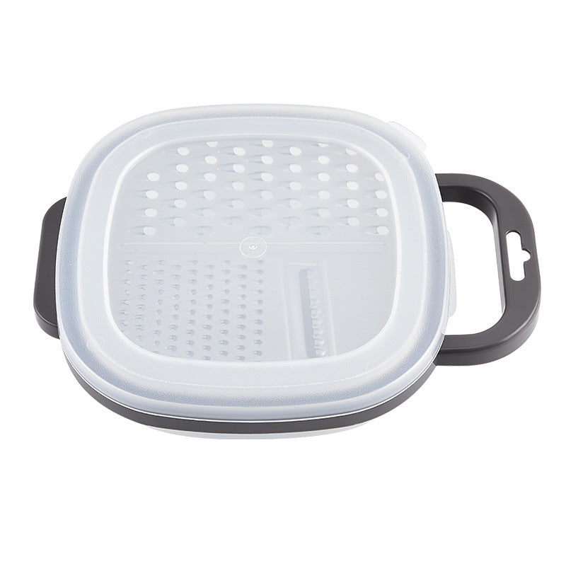 Multi-functional three-in-one stainless steel round planer with lid and bottom box melon Planer melon fruit vegetable grater radish shredder