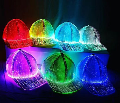 Cross-border charging LED fiber cap LED light knitted hat autumn and winter night running with light luminous hat