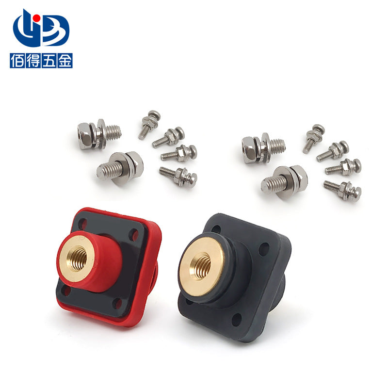 Brass Square Battery Connector Through-Wall Energy Storage Terminal M8 High Current Terminal Block 200A