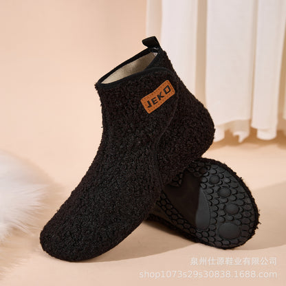 Cross-Border Large Size Shein Winter New Women's Velcro Home Indoor Non-Slip Warm Long Plush Snow Boots