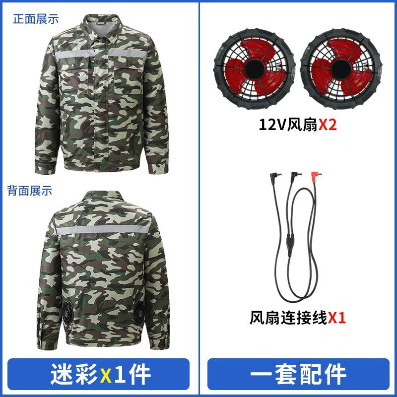 Cross-Border Cooling Air-Conditioning Clothing with Reflective Strips and Fan Cooling Clothing for Men and Women Labor Protection Summer Outdoor Work Clothes