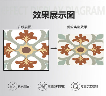Temu Cross-Border New Product Ins Style Small Fresh Placemat Digital Printing Square Insulation Mat Restaurant Table Mat Wholesale