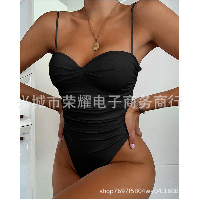 New 2024 Foreign Trade Cross-border Women's One-piece Swimsuit European and American Leopard Print One-piece Swimsuit Bikini Bikini