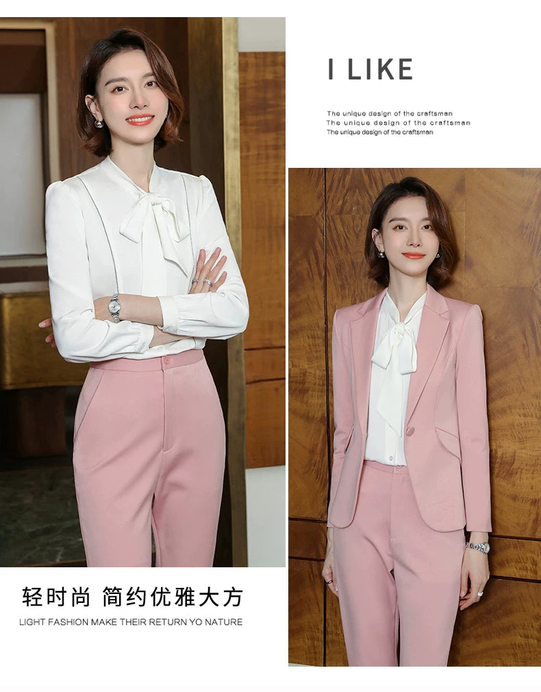 2023 autumn and winter professional style suit female manager professional attire temperament goddess fan sense suit suit pink small suit