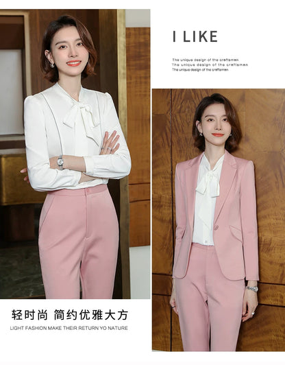 2023 autumn and winter professional style suit female manager professional attire temperament goddess fan sense suit suit pink small suit