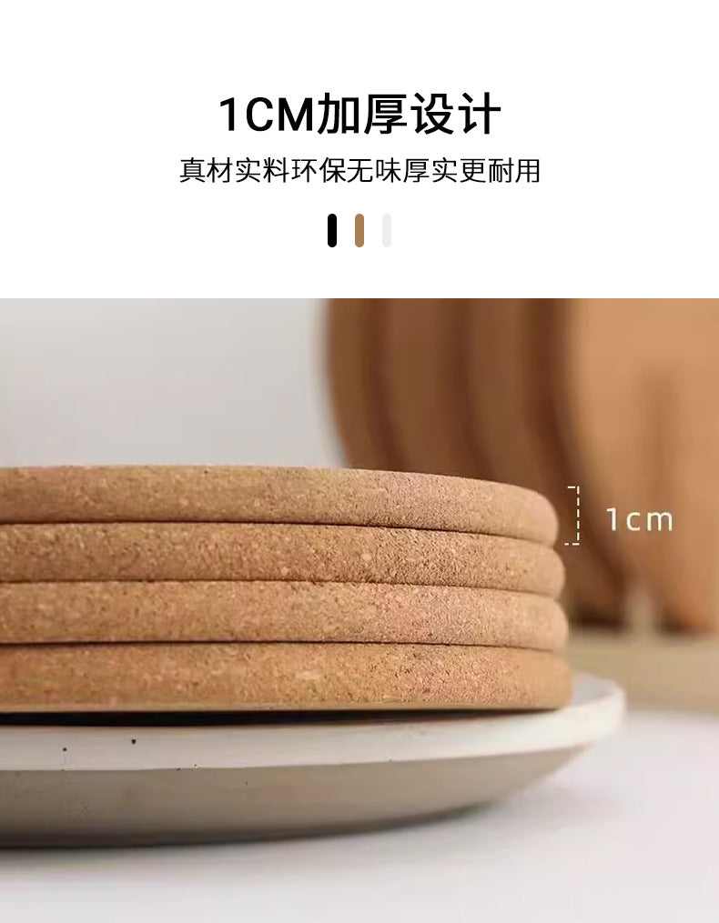 Round Cork Insulation Mat Pot Mat Placemat Plate Wooden Mat Bowl Mat Household Anti-Scalding Mat Table Mat Dining Table Mat