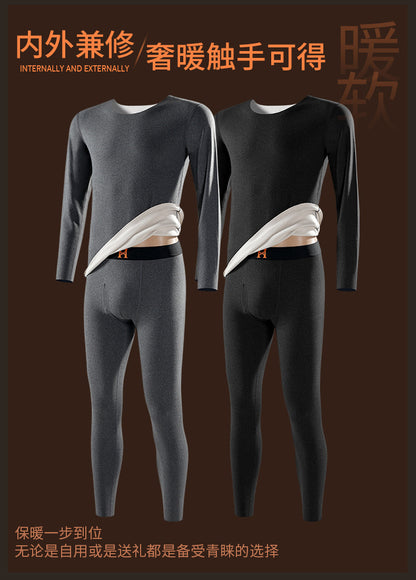 Fashion brand H seamless thermal underwear men's suit de AB surface double-sided velvet brushed men's autumn clothes long pants women's wholesale