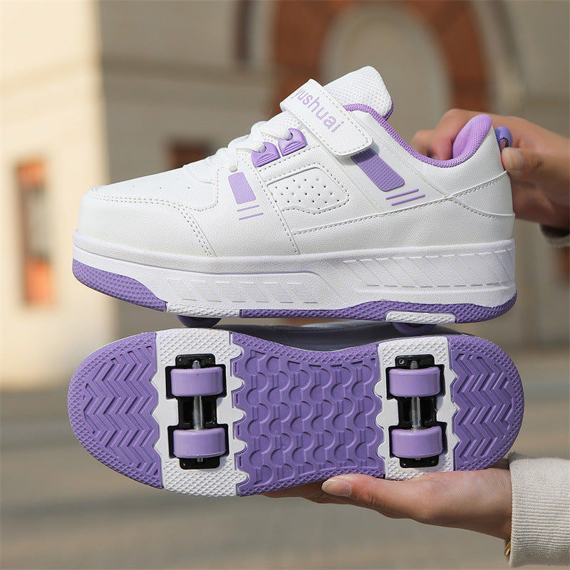 New heloo shoes two-wheel roller shoes children with wheels shoes girls skates student deformation shoes wholesale