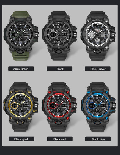 Sanda Hot-Selling Watch Korean Version Student Party Multi-Functional Waterproof Alarm Clock Electronic Watch Cool Dual Display Luminous Sports Watch by PDG ibma