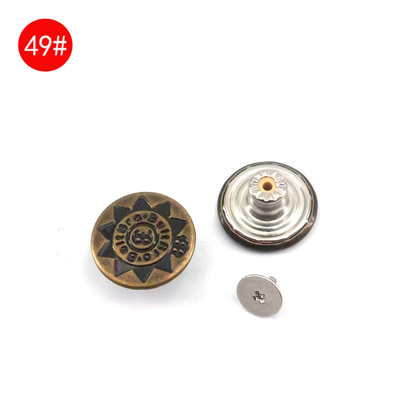 Wholesale In-Stock Waist-Cinching Button-Free Detachable Jeans Buttons, Eco-Friendly Buttons, Screw Metal I-Shaped Buckles