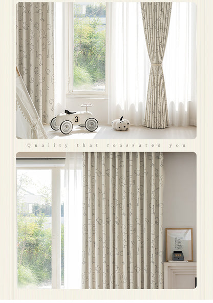 Children's Curtains with Digital Printing on Black Gold Base Fabric, Light Luxury Style for Bedroom and Living Room, Thickened New Model, Shaoxing Curtains, Blackout Wholesale