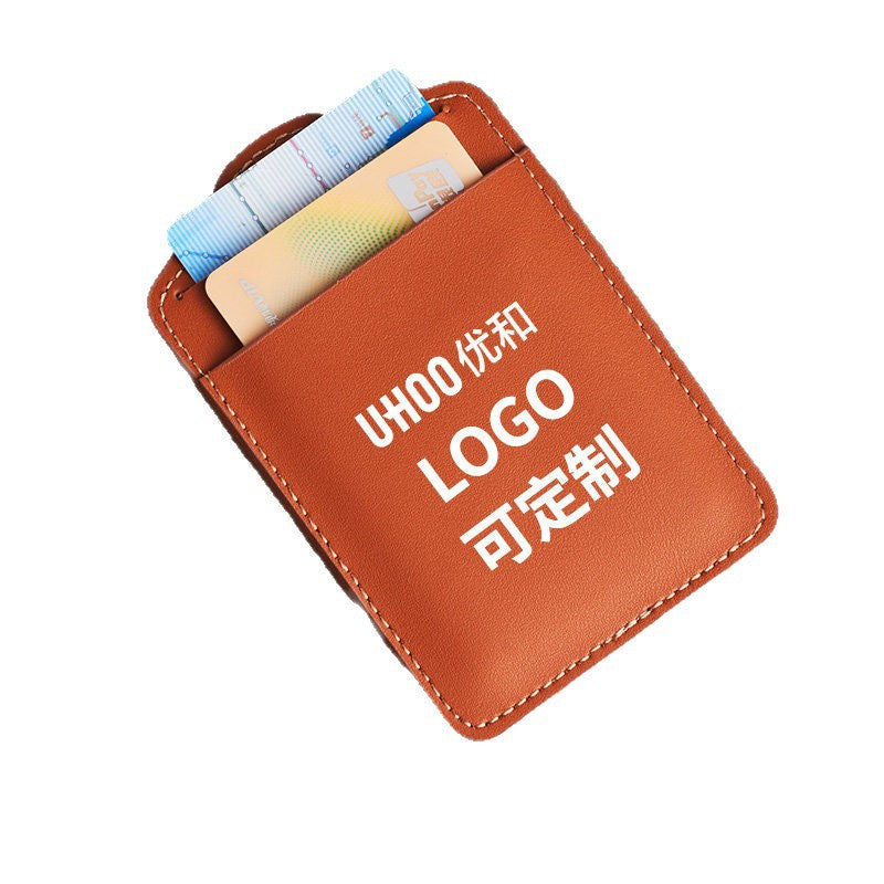 High-End Genuine Leather Card Holder with Company Logo Printing, Leather Name Badge, Employee Id Card, Access Card Holder